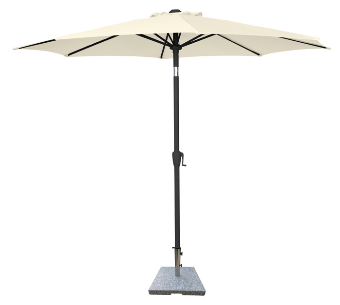 Parasoll med sveiv og tilt beige Ø300 x H247 cm - Sunlife
